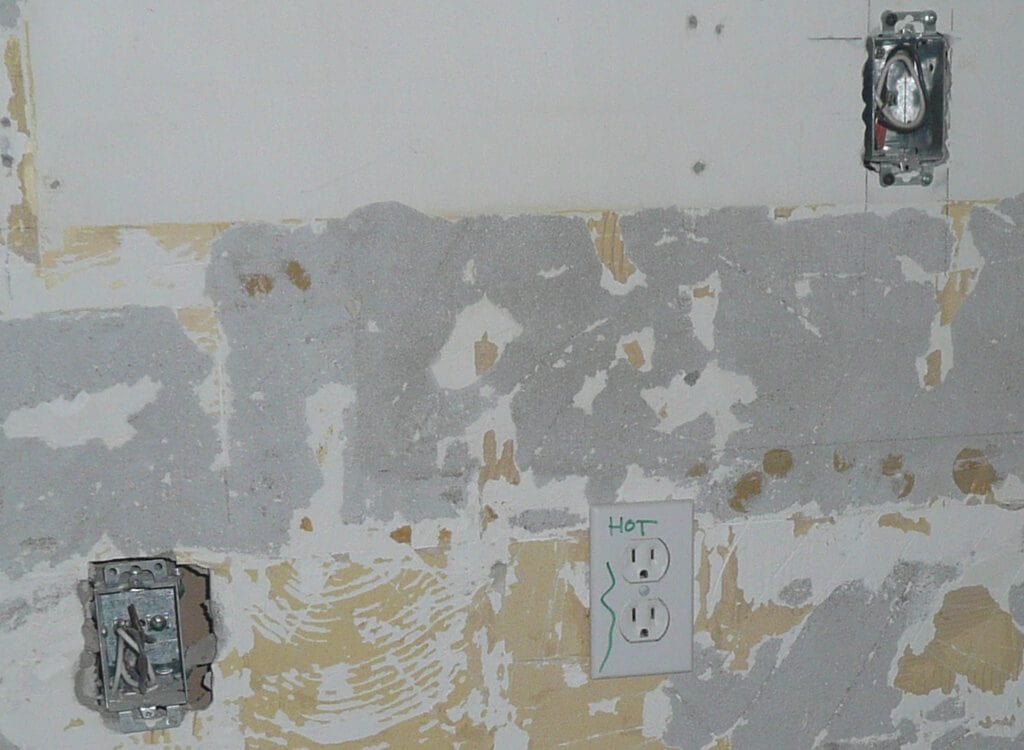 Kitchen renovations wiring old and new by Guelph Residential Electrician.